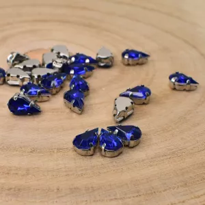 Našívací akrylové kamínky 10x6mm v kotlíku - modré 