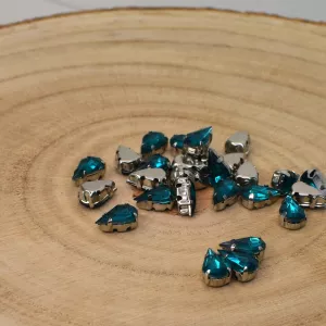 Našívací akrylové kamínky 10x6mm v kotlíku - modrozelené