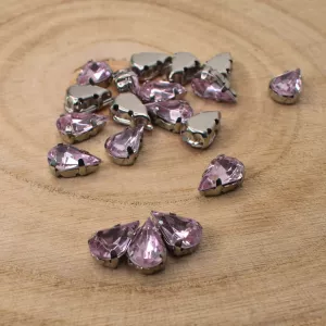 Našívací akrylové kamínky 10x6mm v kotlíku - růžové sv.