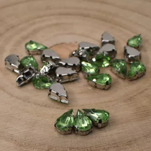 Našívací akrylové kamínky 10x6mm v kotlíku - zelené sv.