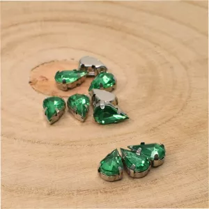 Našívací akrylové kamínky 10x6mm v kotlíku - zelené