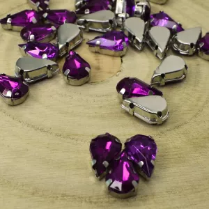 Našívací akrylové kamínky 13x8mm v kotlíku - fialové 