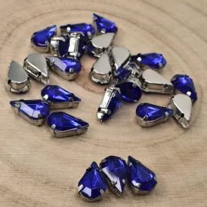 Našívací akrylové kamínky 13x8mm v kotlíku - modré 