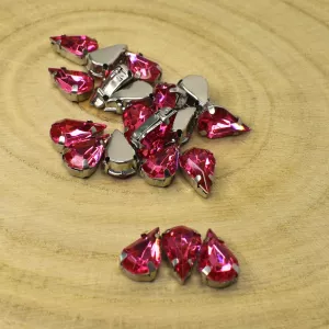 Našívací akrylové kamínky 13x8mm v kotlíku - růžové
