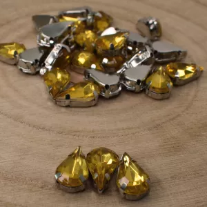 Našívací akrylové kamínky 13x8mm v kotlíku - žluté