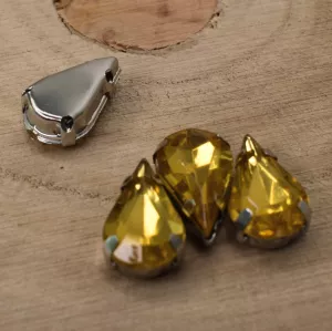 Našívací akrylové kamínky 13x8mm v kotlíku - žluté