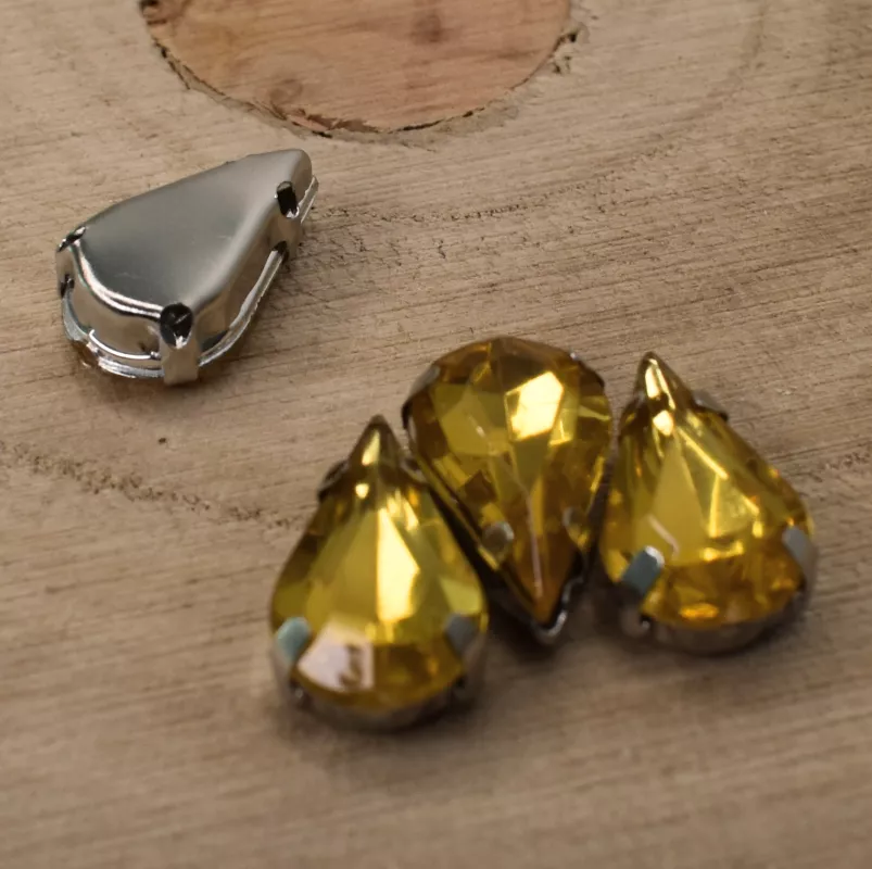 Našívací akrylové kamínky 13x8mm v kotlíku - žluté