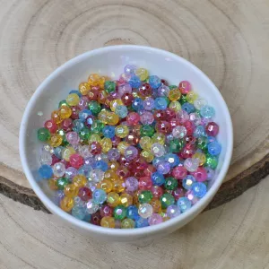 Plastové korálky imitace broušených cca 6mm - mixAB