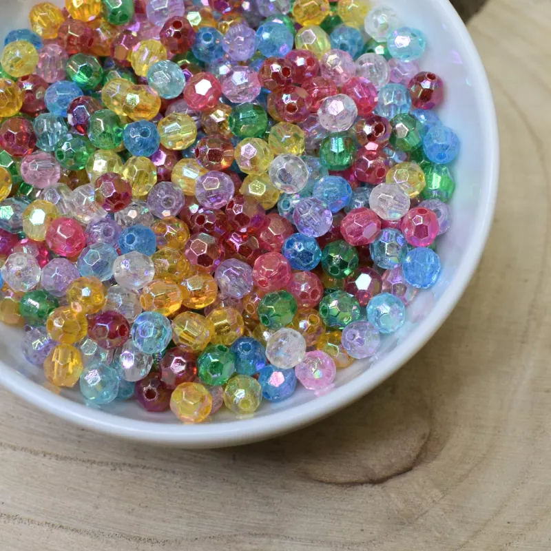 Plastové korálky imitace broušených cca 6mm - mixAB