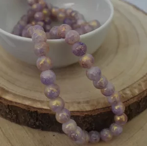 Skleněné korálky 8mm - fialové s částečným pokovem